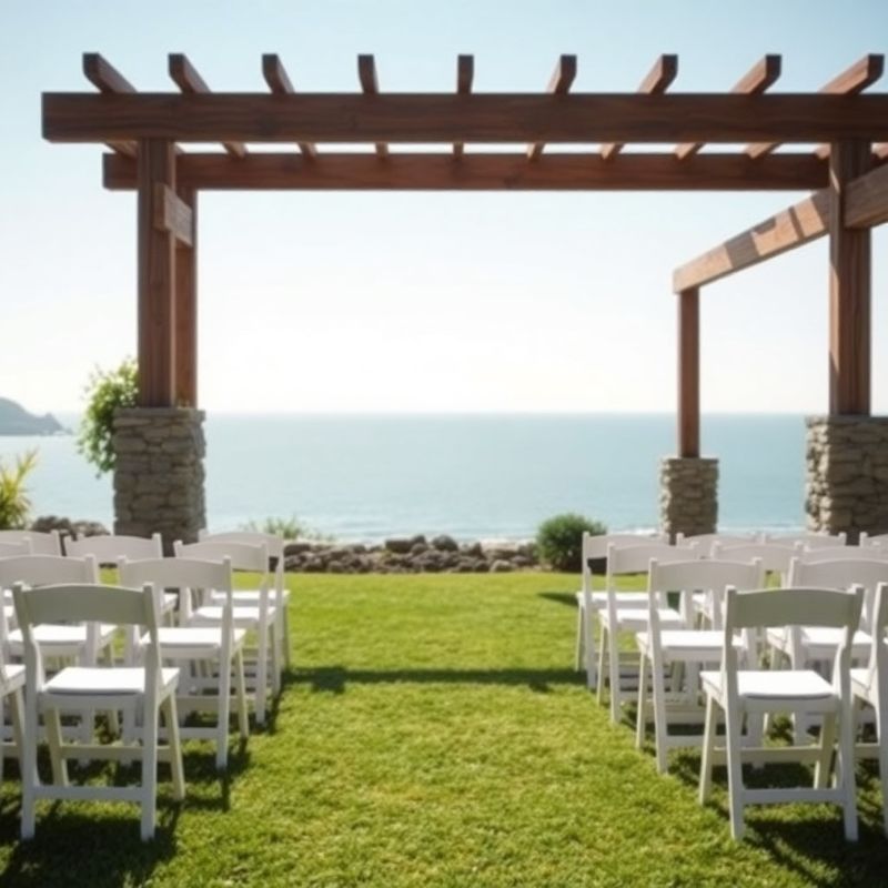 Coastal garden ceremony on Vancouver Island with a timber arbour